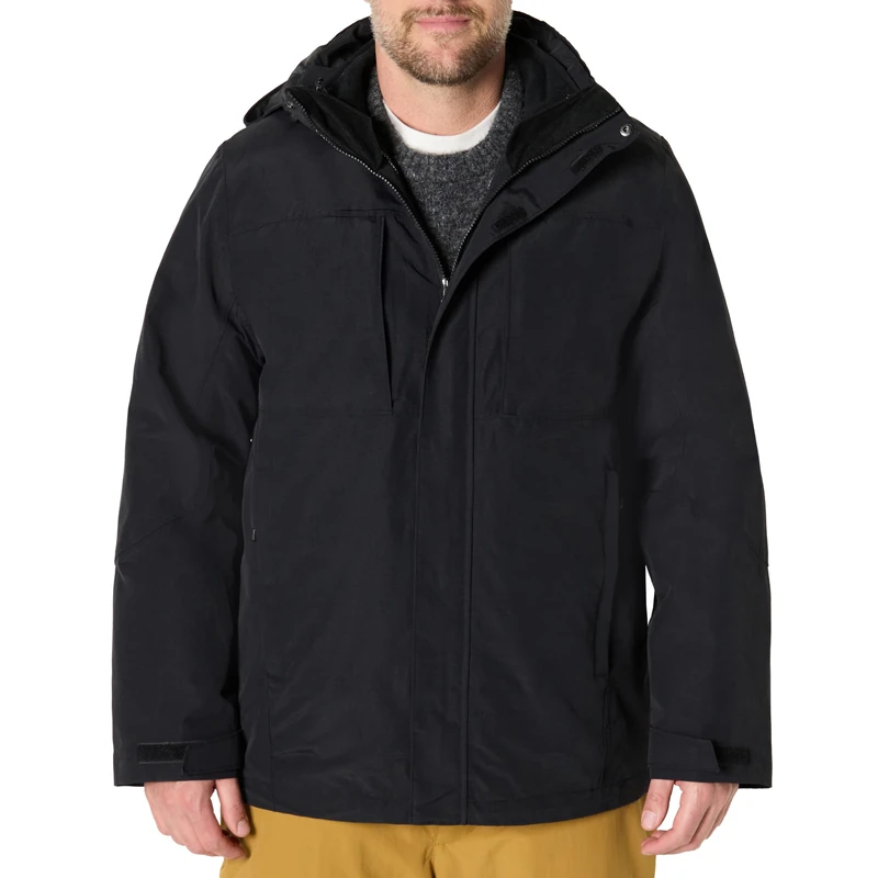 Amazon Essentials Men's Water-Resistant 3 in 1 Snow Jacket, Black, XXL
