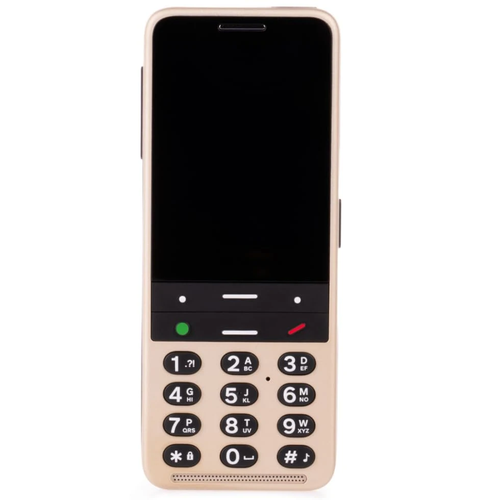 Phone for Blind and Visually Impaired with Tactile Buttons; Advanced AI Assistant, and SOS Alerts. Easy to Use, Golden Sand Color