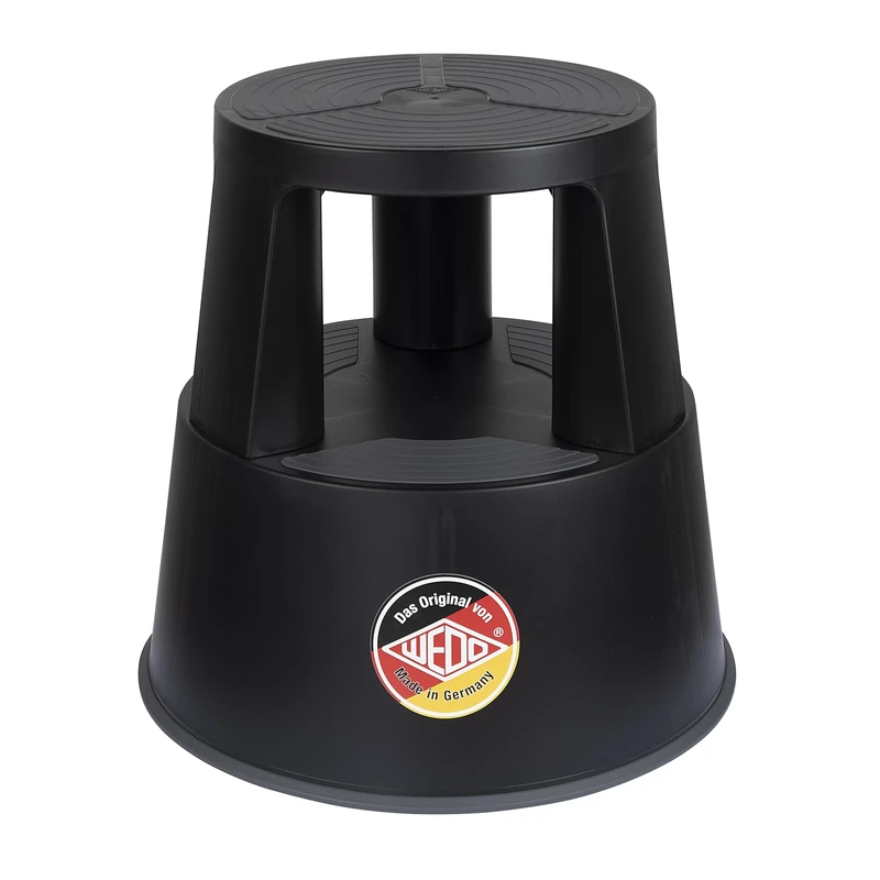 WEDO Super Step Rolling Stool - Robust Step Stool Made of Unbreakable Plastic, TÜV/GS Tested According to EU Standard EN 14183-F, Non-Slip & Rollable, Made in Germany, Height Approx. 43 cm, Load