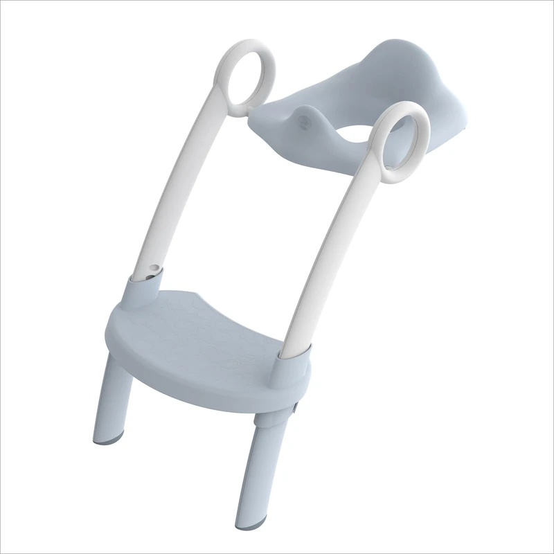 Rotho Babydesign TOP Xtra Toilet Trainer - Toilet seat with Ladder, Non-Slip & Height-Adjustable - Potty Trainer for Children, Foldable, Comfortable & Easy to Clean, Grey
