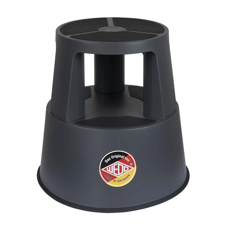 WEDO Super Step Rolling Stool - Robust Step Stool Made of Unbreakable Plastic, TÜV/GS Tested According to EU Standard EN 14183-F, Non-Slip & Rollable, Made in Germany, Height Approx. 43 cm, Load