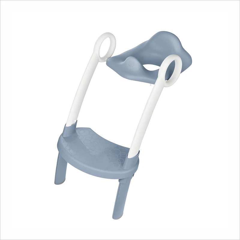 Rotho Babydesign TOP Xtra Toilet Trainer - Toilet seat with Ladder, Non-Slip & Height-Adjustable - Potty Trainer for Children, Foldable, Comfortable & Easy to Clean, Blue