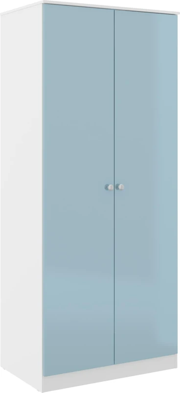 Seconique Denver 2 Door Wardrobe in White/Blue Gloss