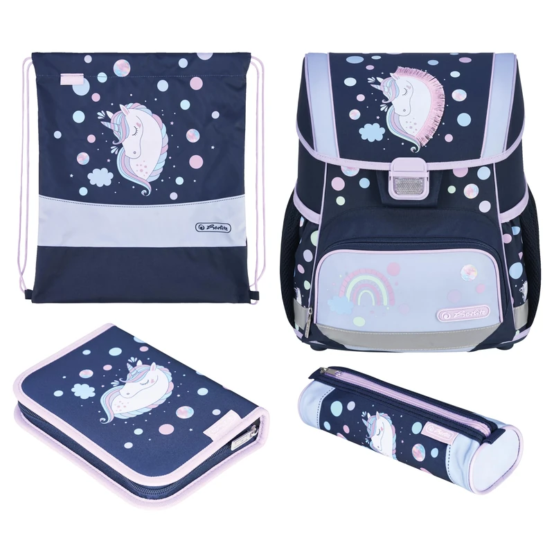 Herlitz Unisex Kids Loop Plus Primary School Bag, Dark Blue, Pink, Light Blue, Dark Blue, Pink, Light Blue, 31 x 22 x 37 cm, 17 l