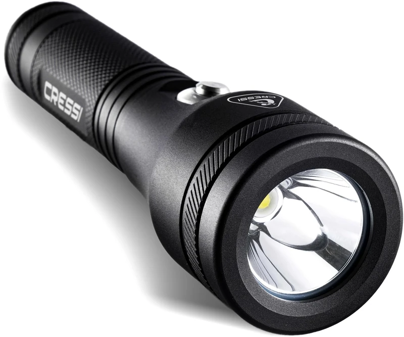 Cressi Astra 1200 Torch Black - High Luminosity Rechargeable LED Underwater Torch 1200 Lumen Waterproof IPX8 100m, Unisex Black and Compact for Diving, Fishing, Aquatic Explorations