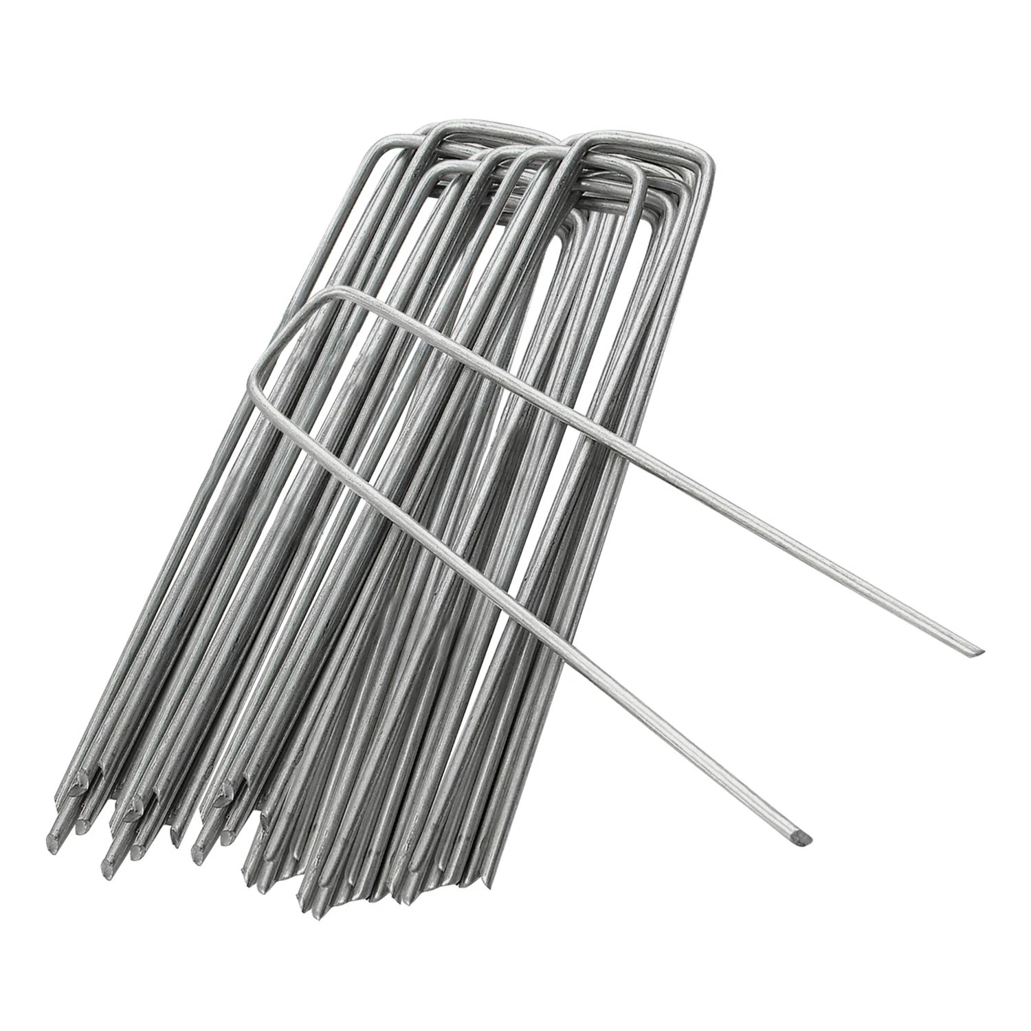 ANSIO Weed Membrane Pegs 50 Pack - 6 Inch/150mm U-Shaped Garden Pegs for Weed Control Membrane, Ground Pegs for Securing Lawn, Artificial Grass, Matting, and Netting - Galvanized Staples and Pins