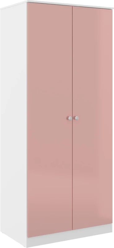 Seconique Denver 2 Door Wardrobe in White/Pink Gloss