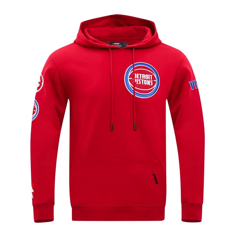 Pro Standard Mens NBA Detroit Pistons Classic Chenille Pull Over Hoodie Red XL