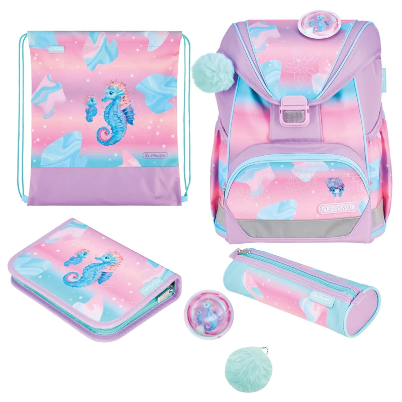 Herlitz Unisex Kids Ultralight Plus Primary School Bag, Pink, Lilac, Light Blue, Pink, Lilac, Light Blue, 36 x 28 x 21 cm, 16 l