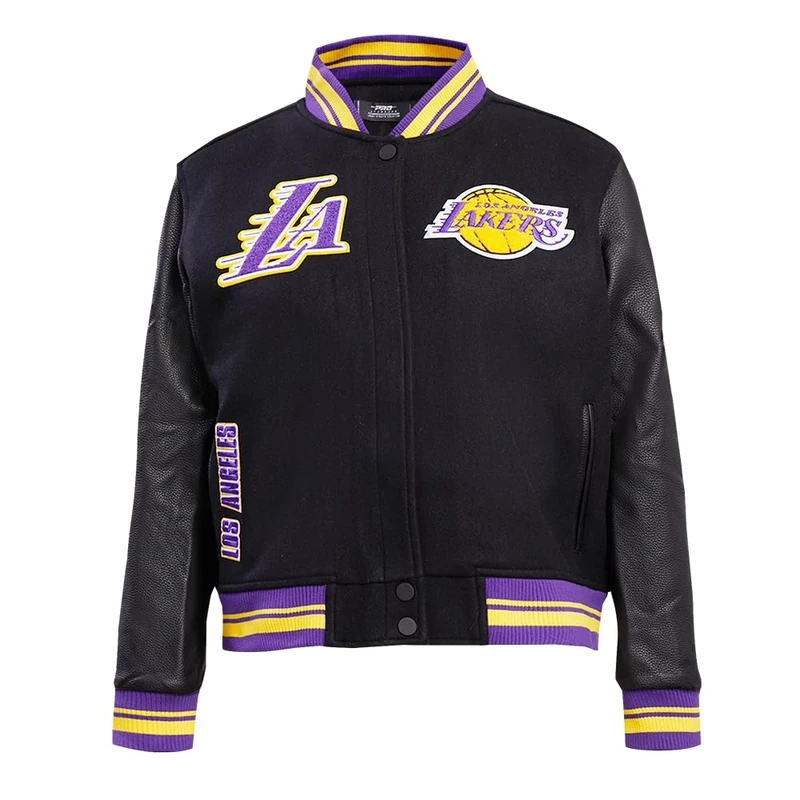 Pro Standard Womens NBA Los Angeles Lakers Retro Classics Varsity Jacket Black/Purple/Yellow 2XL
