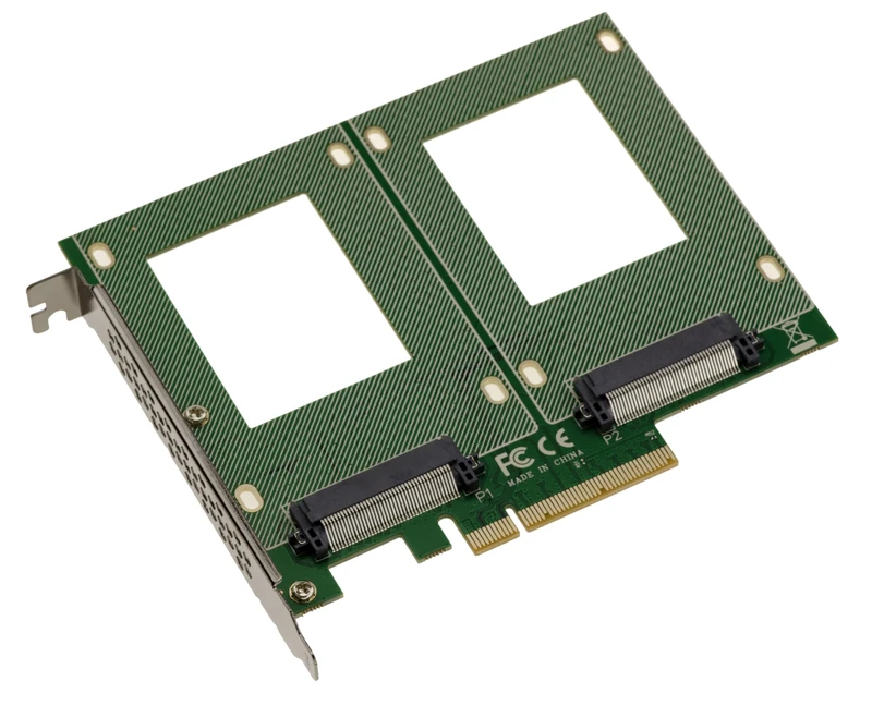 KALEA-INFORMATIQUE PCIe 3.0 x8 2 Port SSD U2 U3 68-pin SFF-8639 Controller Card with Bridge PI6C20400BLE 4GB/s throughput per Port