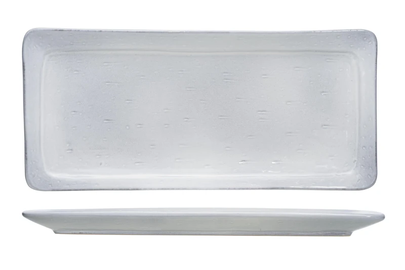 Cosy & Trendy Theodora Grey Set of 4 Rectangular Stoneware Plates, 34 x 16 cm