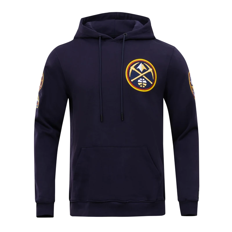 Pro Standard Mens NBA Denver Nuggets Classic Chenille Pull Over Hoodie Midnight Navy XL
