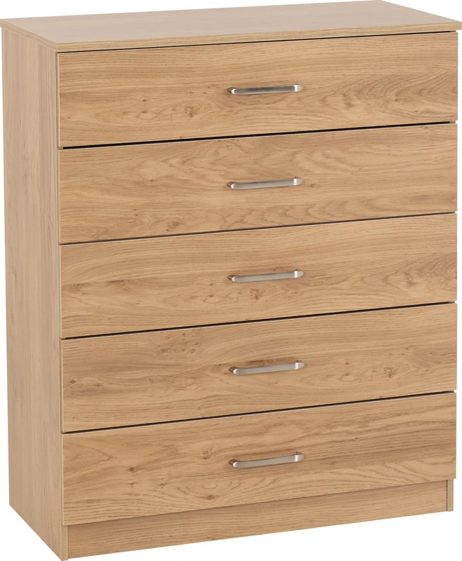 Seconique Dakota 5 Drawer Chest in Oak Effect