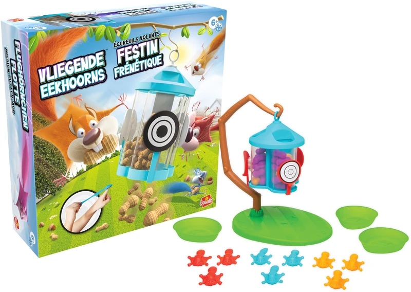 Goliath – FLYING SQUORNS, Children's Play from 6 Years, Game for 2 or 3 Players, Party Game Promoting Hand-Eye Coordination, Dutch Instructions