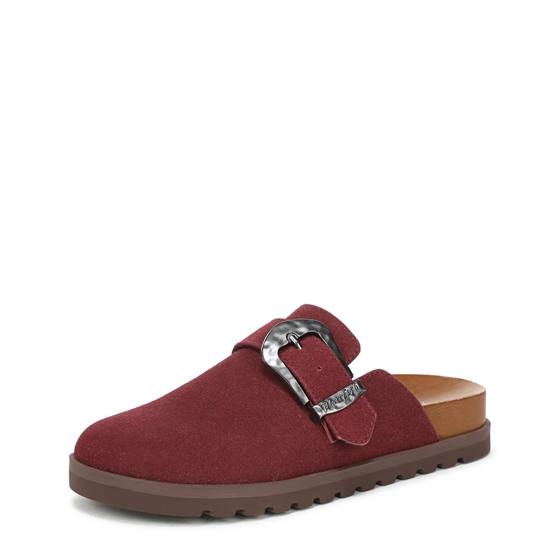 Blowfish Malibu Women's Sienna Mule Clog, Burgundy Faux Suede, Medium Fit, UK 6