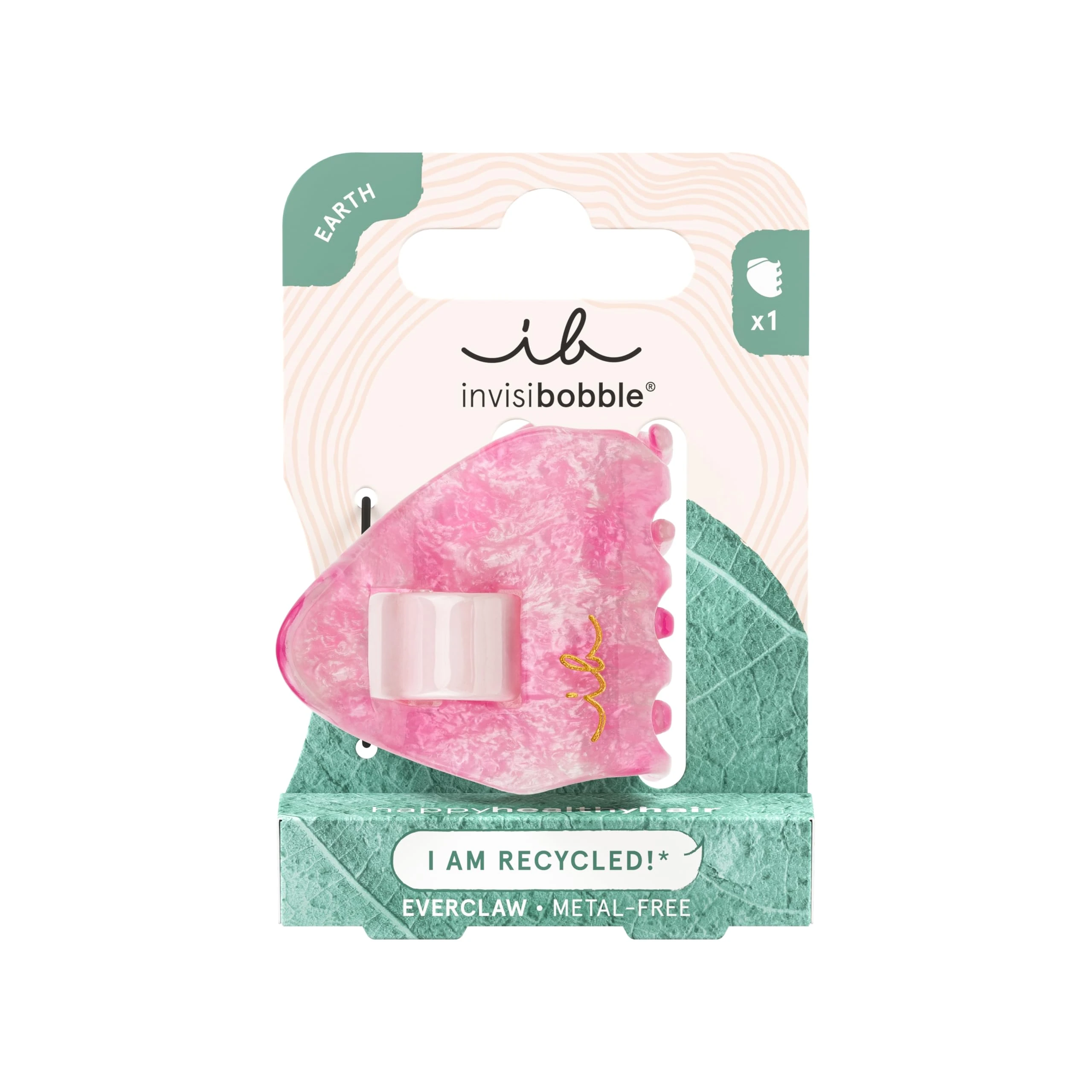 invisibobble EVERCLAW S Pink Crush (1 Piece) - Small Marble Look Hair Clip - Stylish & Gentle on Hair - Hair Clip for Women, Hairdresser & Everyday Use - Alternative to Hair Clips & Hair Clips Gold