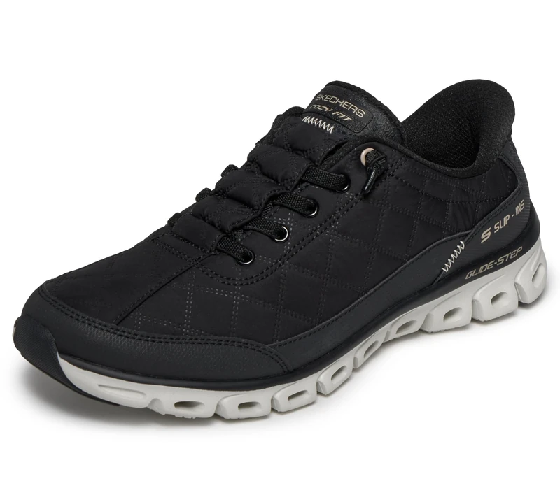 Skechers Women's Glide-Step At Ease Slip-On Sneakers, Black Nylon, 6 UK