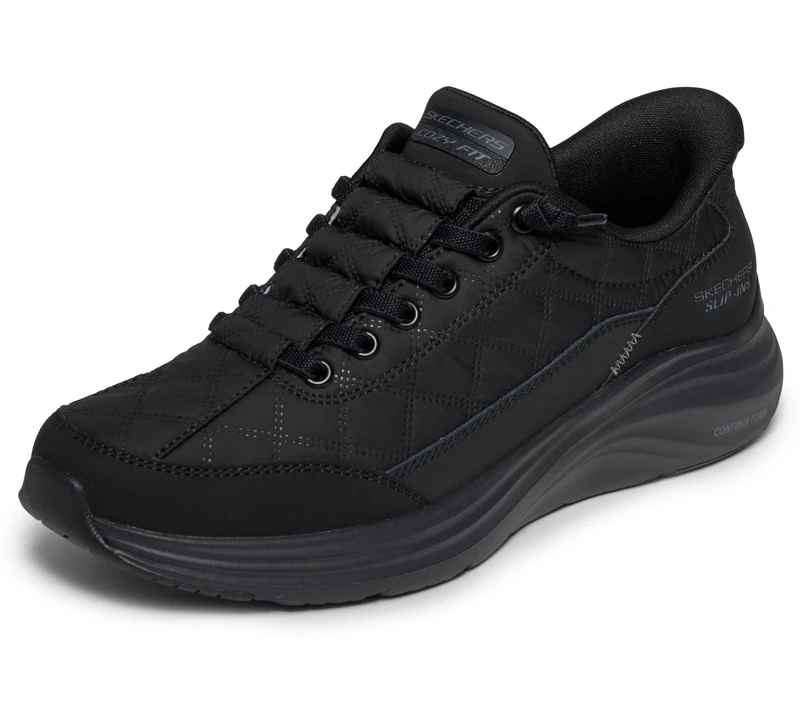 Skechers Women's Slip-in Contour Foam Trainers - Cozy Fit Trainers, Black, 3 UK Wide