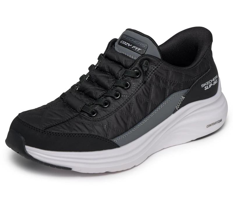 Skechers Women's Slip-in Contour Foam Trainers - Cozy Fit Trainers, Black, 8 UK Wide