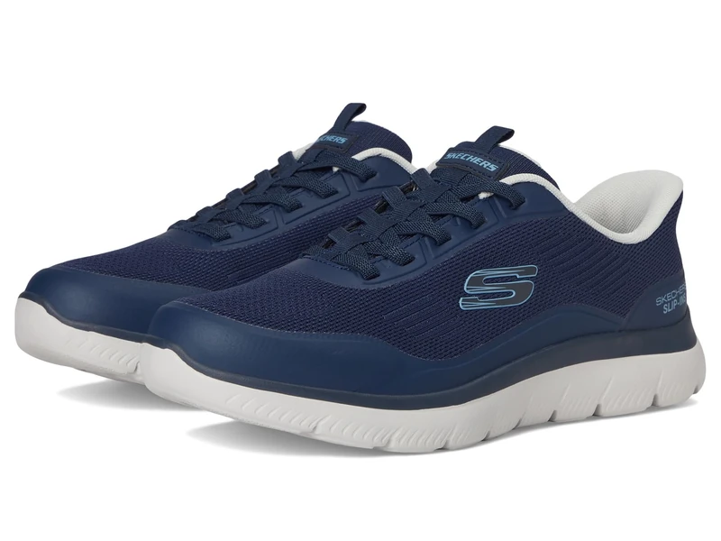 Skechers Men's Summits Leyter Trainers, Navy Mesh/Blue Pu, 9
