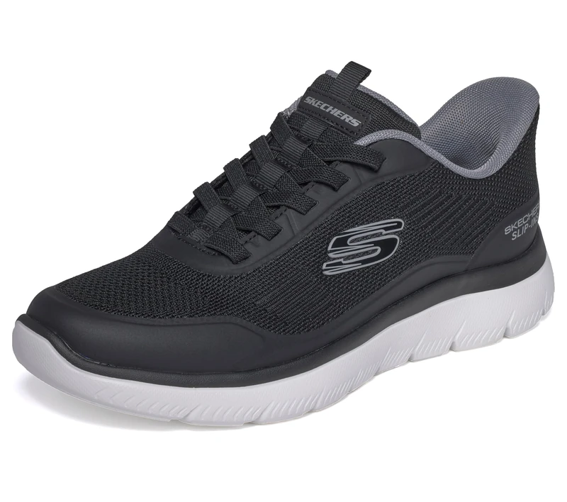 Skechers Men's Summits Leyter Trainer, Black/White, 8 UK