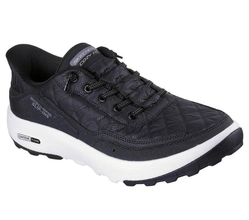 Skechers Men's Urban Explore Sneaker, Black Textile/Synthetic/White Trim, 8 UK