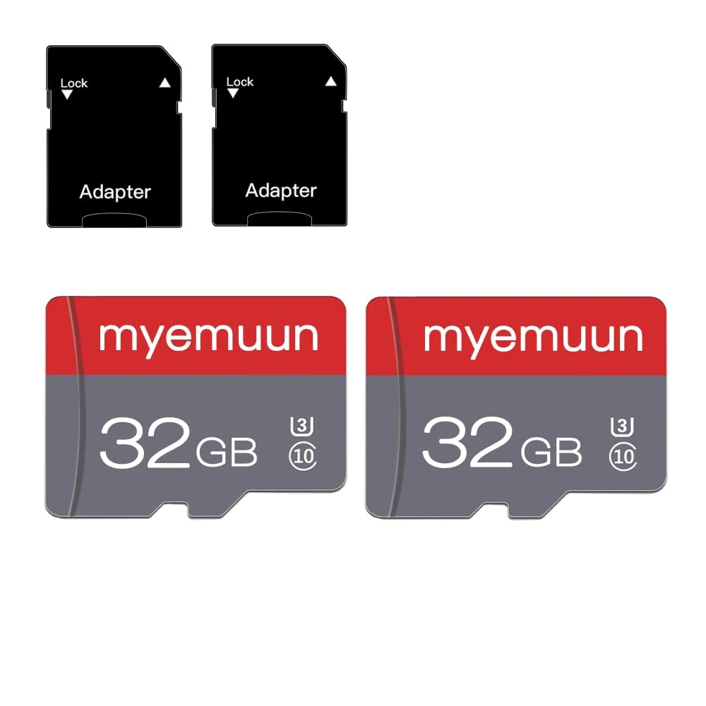 Two Memory Cards TF Card 32GB with Adapter, C10 U3 UHS-1 A1, for Camera/Smartphone/Drone/Dash Cam/Action Cam (2 x 32GB)