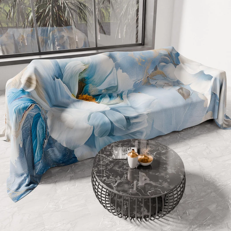 PETTI Artigiani Italiani - Spring-Summer Double Bed Bedspread Lightweight Blanket Queen Size Bed Linen Floral 13 100% Made in Italy