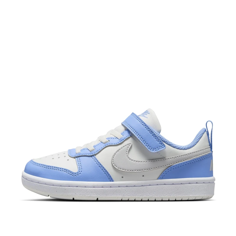 Nike Boy's Court Borough Low RECRAFT (PS) Sneaker, Summit White/Vast Grey-Cobalt, 1.5