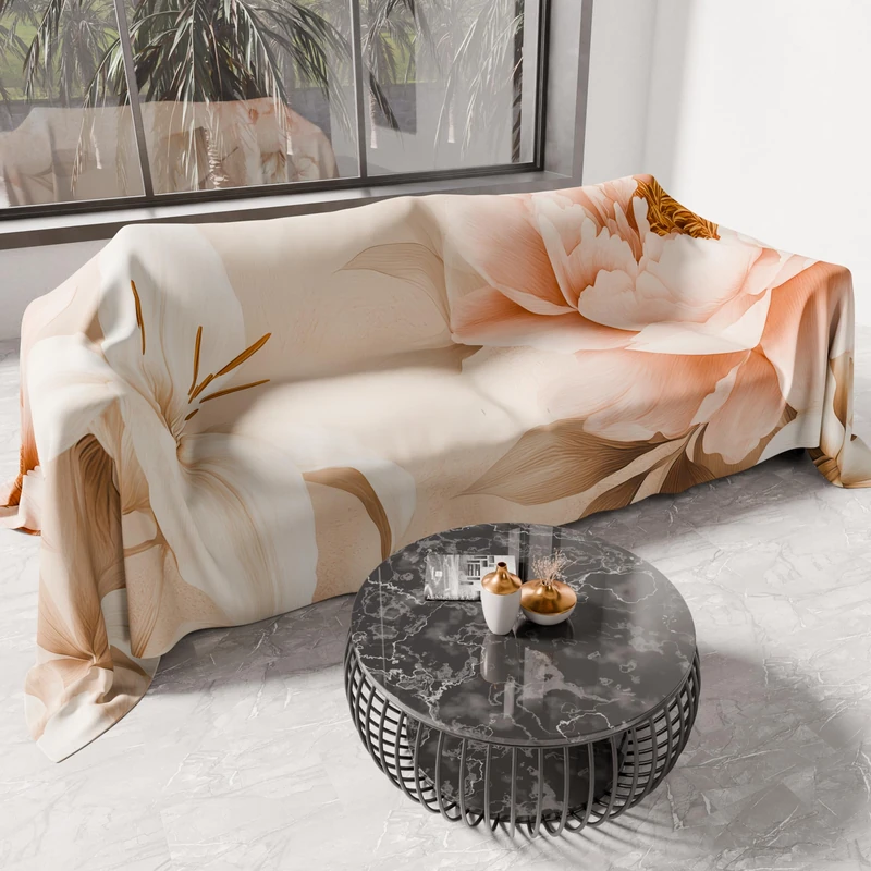 PETTI Artigiani Italiani - Spring Summer Double Bedspread Light Blanket Double Bed Linen Bedspread Floral 26 100% Made in Italy