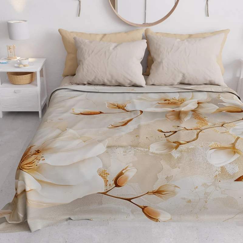 PETTI Artigiani Italiani - Spring-Summer Double Bed Bedspread Lightweight Blanket Queen Size Bed Linen Floral 12 100% Made in Italy