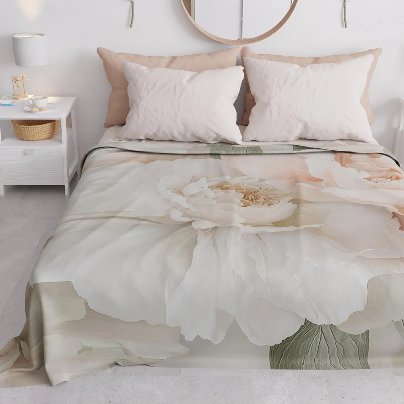 PETTI Artigiani Italiani - Spring-Summer Double Bed Bedspread Lightweight Blanket Double Bed Sheet Floral 40 100% Made in Italy