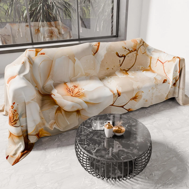 PETTI Artigiani Italia – Microfibre Sofa Cover 260 x 270 cm, Floral Pattern 25 12 | Multipurpose for Sofas, Bedspreads and Table Covers | Washable Protective Cover