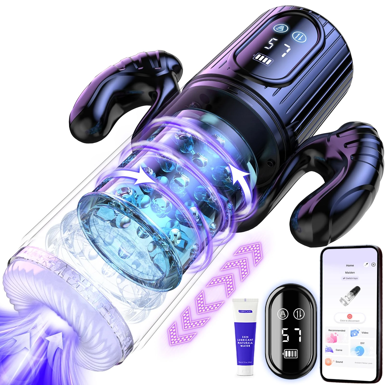 AI Sync Male Masturbator Sex Toys for Men, Aqua-Friction Massage & Accelerate Boost 7 Thrusting Rotating & 5 Sucking Modes Adult Mens Sex Toy, Kismloit Penis Pump Pocket Pussy Stroker Masturbators