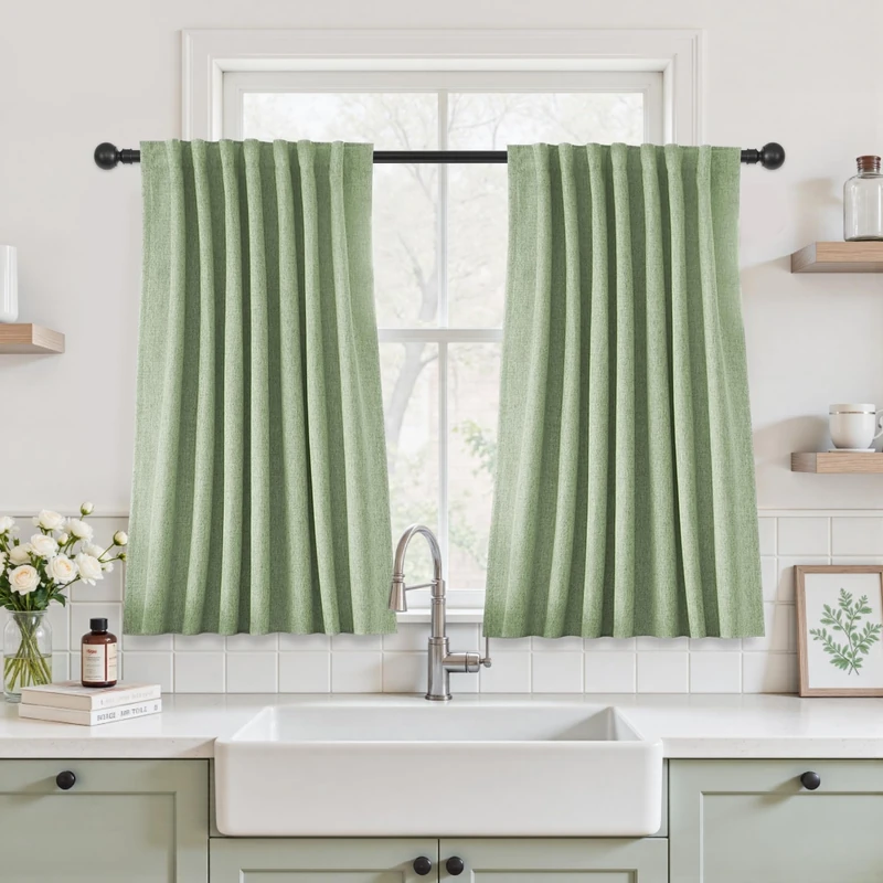 UHITECH Short Blackout Curtains 42 Inch Long 2 Panels Set, Sage Green
