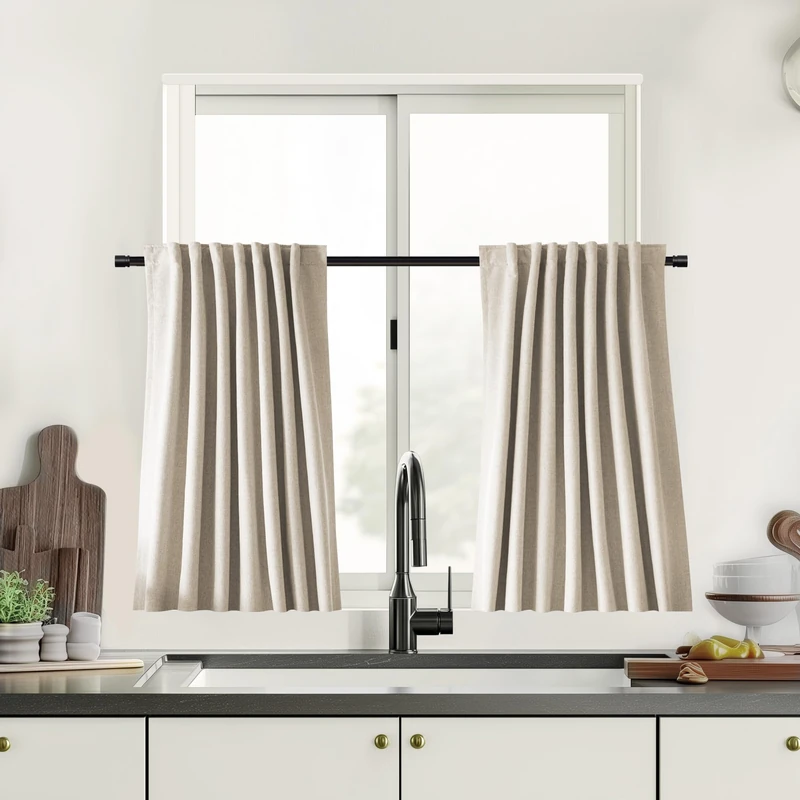 UHITECH 40 Inch Blackout Curtains for Small Window 2 Panels Set, Oatmeal