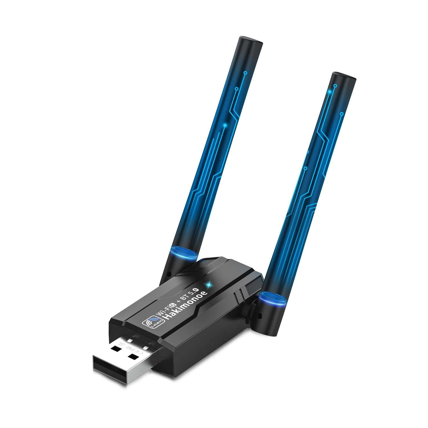 Hakimonoe 2-IN-1 Wi-Fi 6 Bluetooth 5.4 USB Adapter for PC Laptop, Enhanced 5dBi Long Range AX900Mbps WIFI 2.4G/5GHz Dual Band Wireless Network Dongle Built-in Driver for Windows 11 10 Desktop Computer