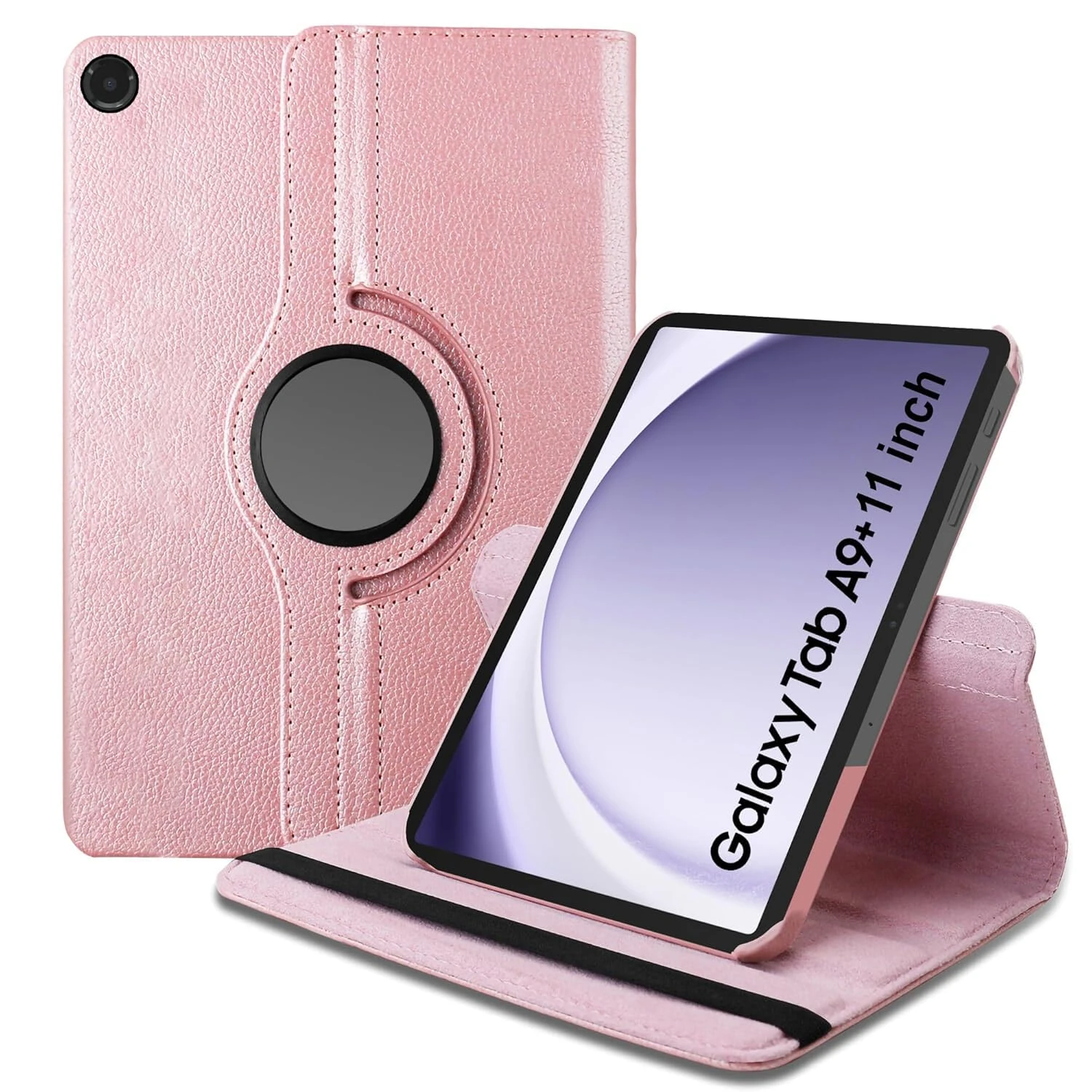World biz Case Fits Samsung Galaxy Tab A9+ Plus 11-Inch 2023 (SM-X210/X215/X216), 360 Degree Rotation Protective Stand Leather Cover, Auto Wake/Sleep Galaxy Tab A9+ 11’’ Tablet (Rose Gold)