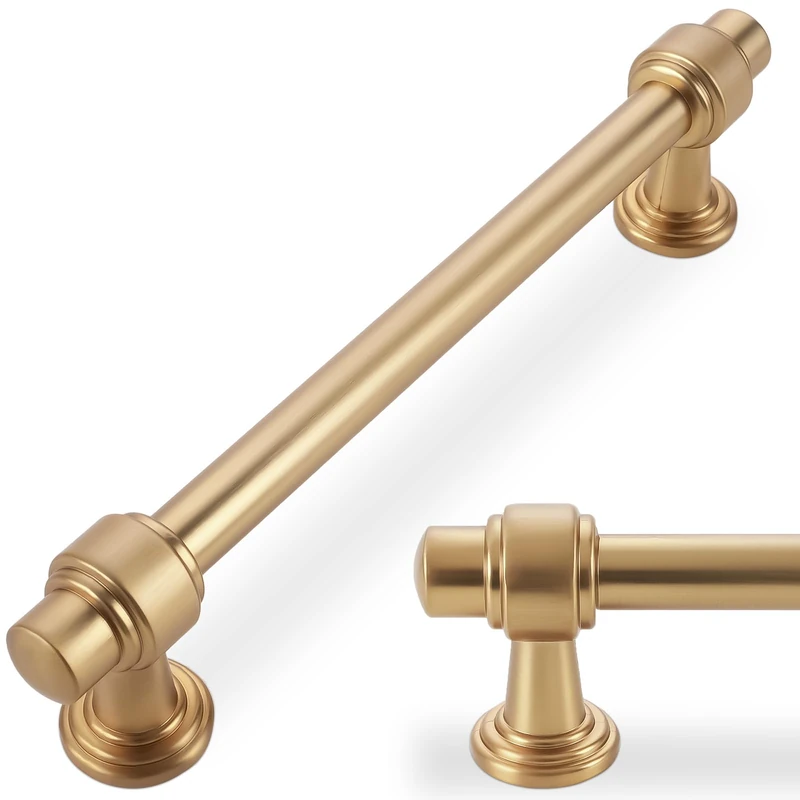POVEFONK 20 Pack 5 Inch(128mm) Champagne Bronze Kitchen Cabinet Handles Cabinet Pulls Gold Drawer Pulls Kitchen Cabinet Hardware Handles Dresser Handles