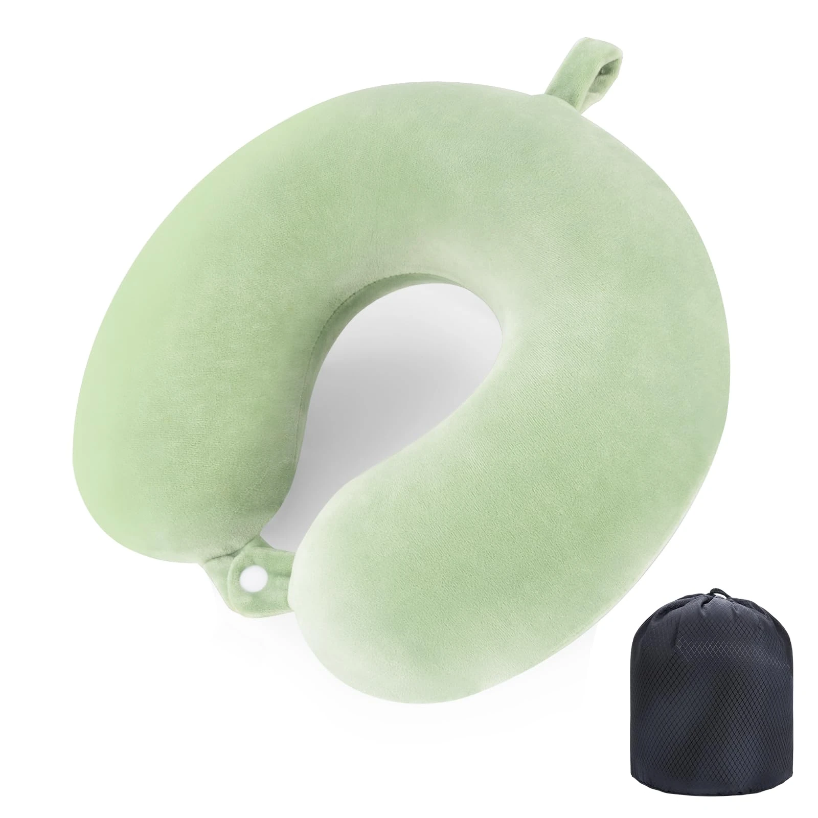 WENGX Travel Pillow Neck Pillow Memory Foam Travel Pillows Head Support Cushion for Airplane Train Car Office Travel Essential Flight Pillows for a Long Hauls Sleeping Rest (Green)