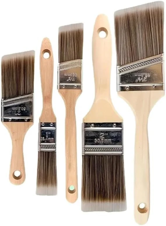 5pcs Professional Grade Paint Brush Set, Perfect for Any Project, Nylon/Polyester Flat Paint Brush Set