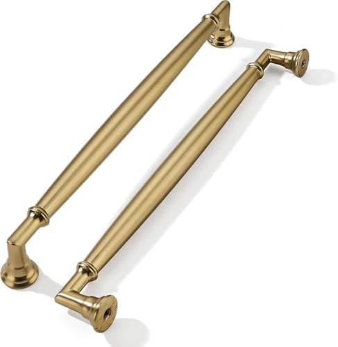 khtumeware 10 Pack 7-1/2 Inch(192mm) Brushed Brass Cabinet Pulls Heavy Duty Solid Warm Gold Cabinet Handles Kitchen Cabinet Hardware for Cupboard Drawer Handles