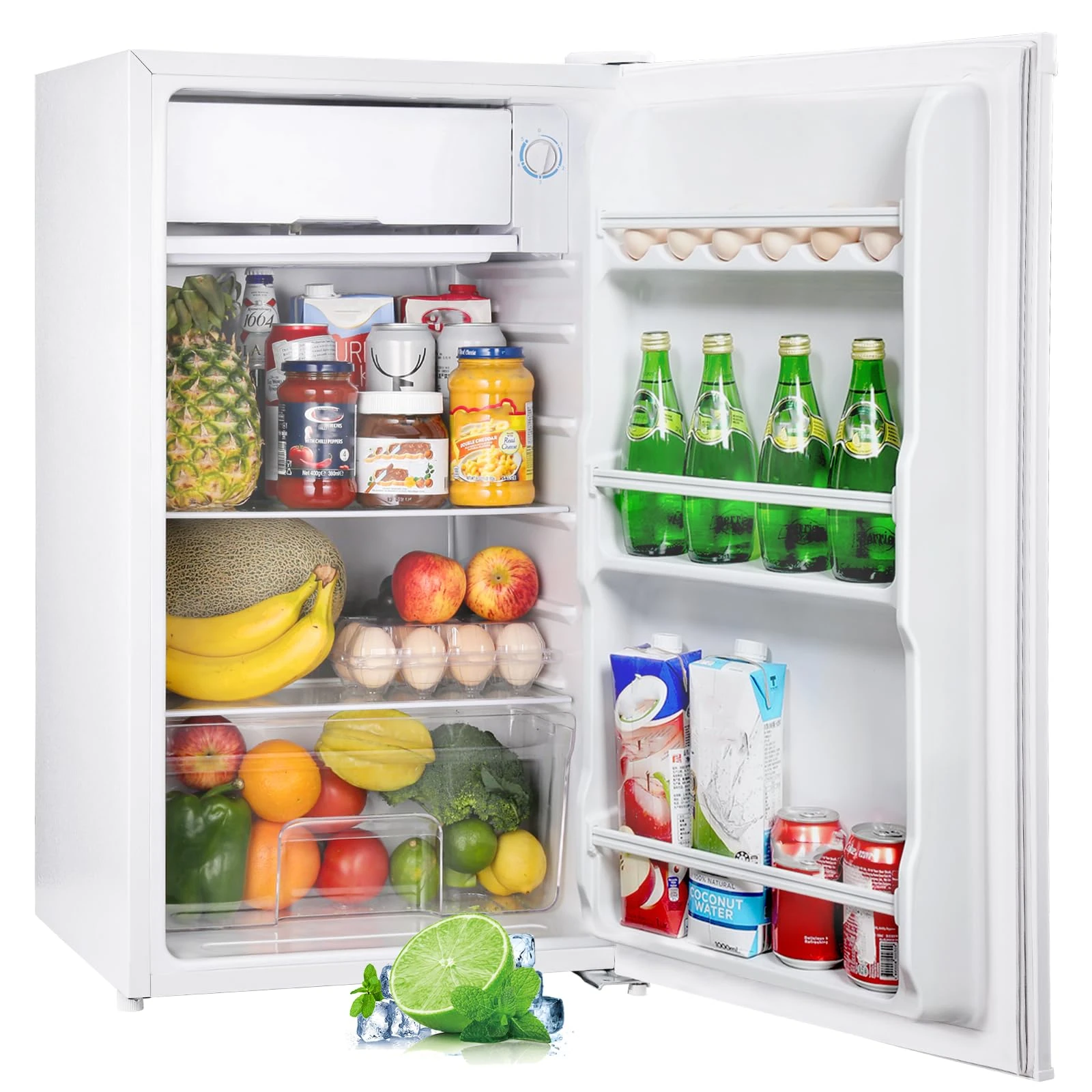 Upstreman 91L Under Counter Fridge with Chiller Box, Single Door Small Fridge, Adjustable Thermostat, Mini Refrigerator for Bedroom, Office, Dorm, BR321 (White)