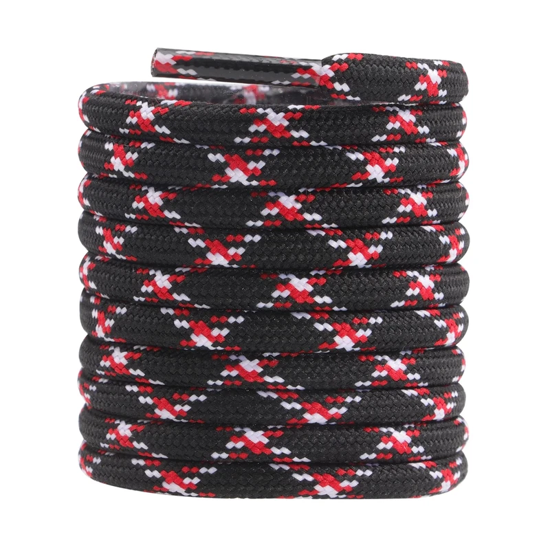 CCSOFTIME 1 Pair Strong Work Boot Laces,Heavy Duty Shoe Laces for Berghaus Hiking Walking Boot,Steel Toe Cap Bootlaces,4.5mm Thick Round ShoeLaces for Womens Mens Kids,Black/white/Red-090CM