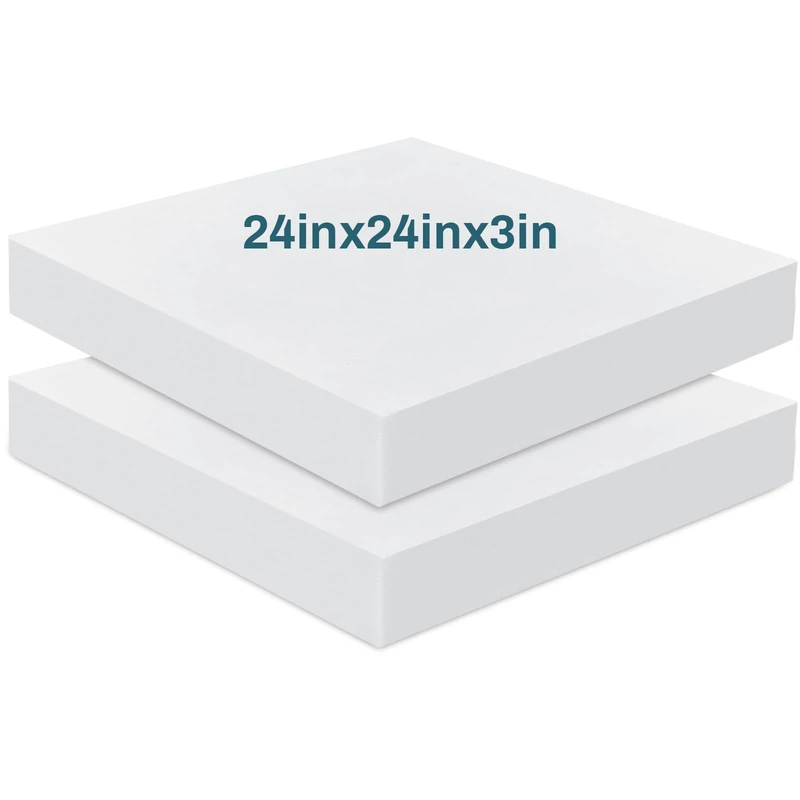 Frienda 2 Pack 3" x 24" x 24"Upholstery High Density Foam Cushion Replacement Square Cut to Size Foam Couch for Chair Couches Padding Shipping Packing DIY Cosplay Projects(White)