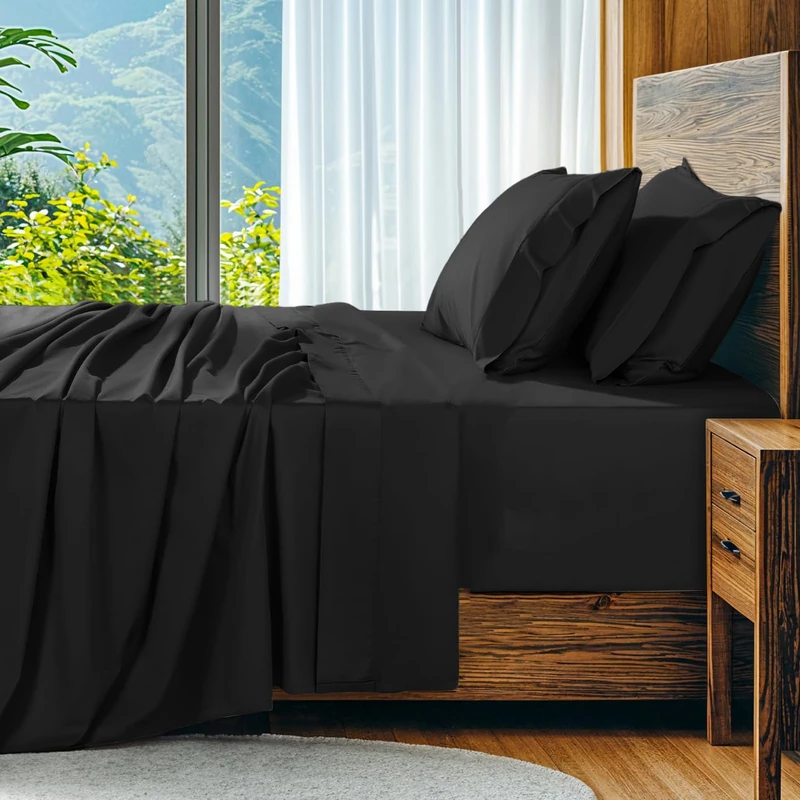 SONORO KATE 1000 Series 100% Egyptian Cotton Queen Sheets,Extra Deep Pocket