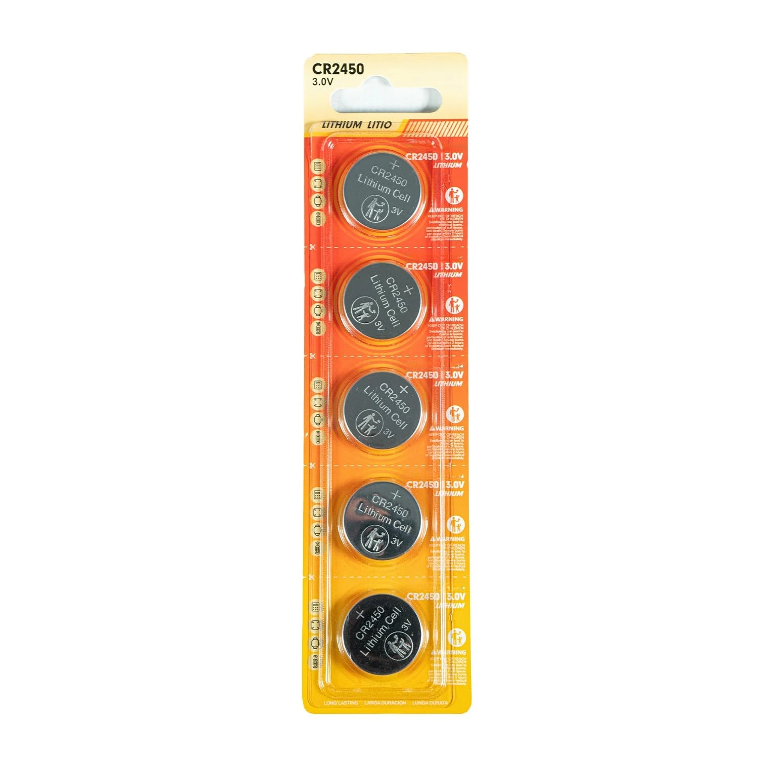 Pack of 5 CR2450 3V Lithium Button Batteries Long Lasting Mercury Free and Anti-Leak