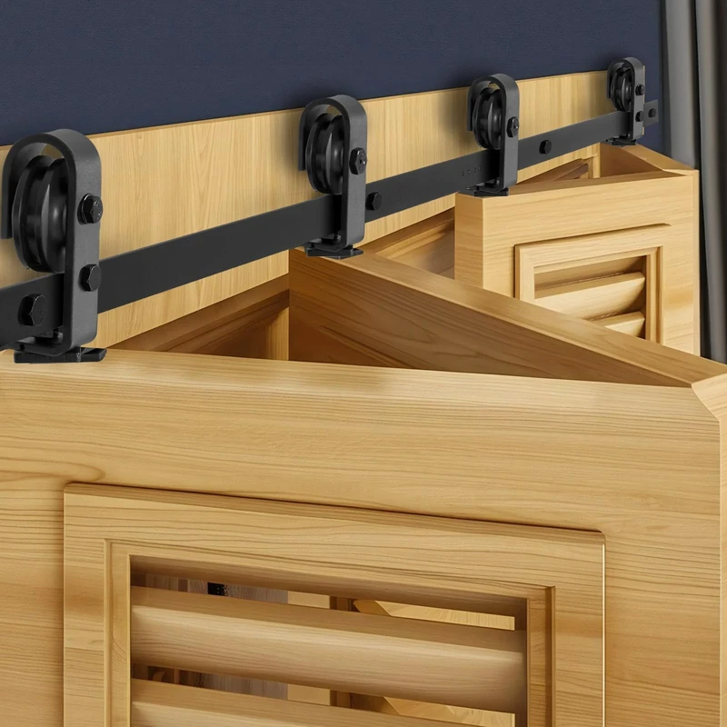 VEVOR Bi-Folding Sliding Barn Door Hardware Track Kit, 76" Top Mount Track Kit, Slide Smoothly & Quietly, Heavy Duty, Easy to Install, Suitable for Four 18" Closet Pantry Laundry Doors (Not Included)