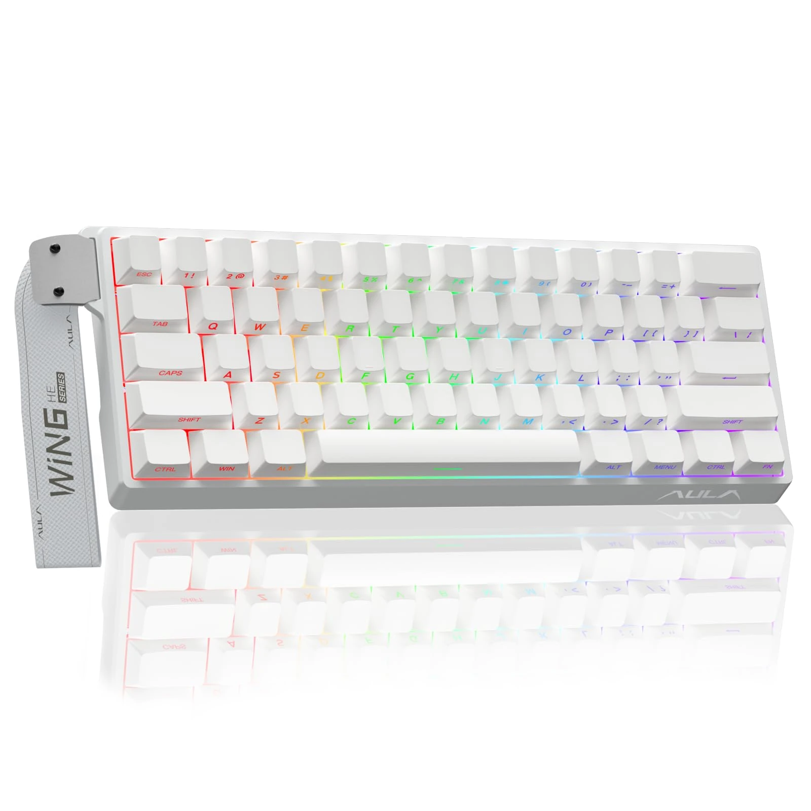 AULA WIN60 HE Mechanical Gaming Keyboard Wired,Hall Effect Magnetic Switches,Adjustable Actuation Rapid Trigger,8K Polling Rate,Side Printed,RGB Backlight,60% Percent Keyboard for Mac/Win (WHITE)